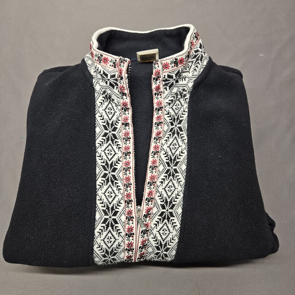 L.L. BEAN Vintage Women's M Nordic Snowflake Fleece Jacket - Picture 5 of 8